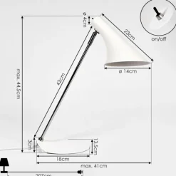 Lampe de table Corralcay Chrome, Blanc, 1 lumière