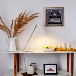 Lampe de table Corralcay Chrome, Blanc, 1 lumière