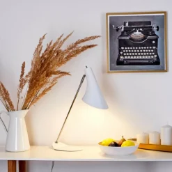 Lampe de table Corralcay Chrome, Blanc, 1 lumière