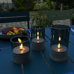 Lampe de table extérieure, set de 3 Brilliant Bougie LED Gris, 1 lumière