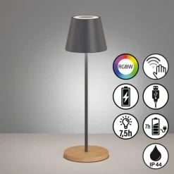 Lampe de table FHL easy Cosenza LED Gris, Écru, 1 lumière, Changeur de couleurs