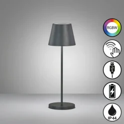 Lampe de table FHL easy Cosenza 2.0 LED Noir, 1 lumière, Changeur de couleurs