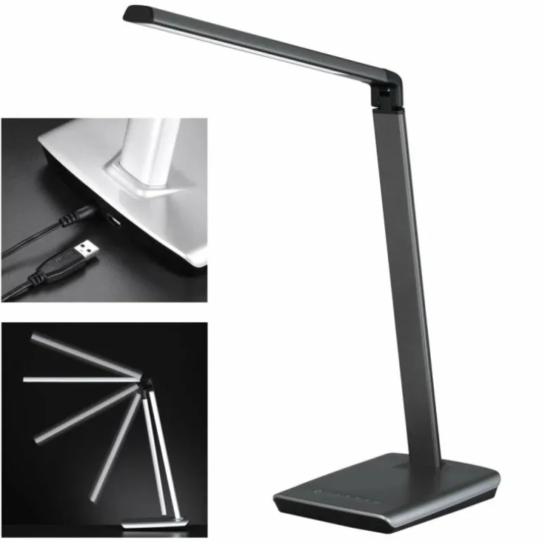 Lampe de table Fischer & Honsel Bright LED Titane, 1 lumière