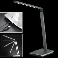 Lampe de table Fischer & Honsel Bright LED Titane, 1 lumière