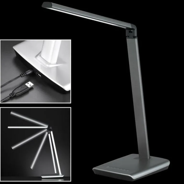Lampe de table Fischer & Honsel Bright LED Titane, 1 lumière