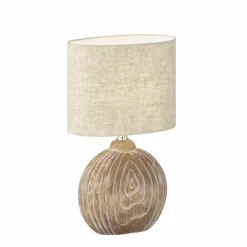 Lampe de table Fischer & Honsel Tobse Couleur bois, 1 lumière