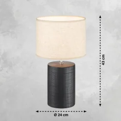 Lampe de table Fischer & Honsel Bois Noir, 1 lumière
