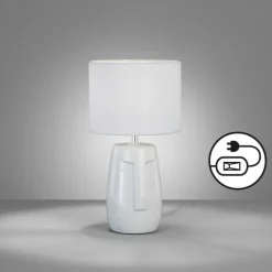 Lampe de table Fischer & Honsel Face Blanc, 1 lumière