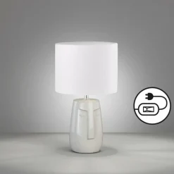 Lampe de table Fischer & Honsel Face Beige, 1 lumière