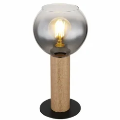 Lampe de table Globo MOITAS Couleur bois, Noir, 1 lumière