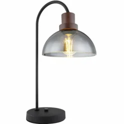 Lampe de table Globo SALSA Bois foncé, Noir, 1 lumière
