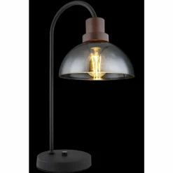 Lampe de table Globo SALSA Bois foncé, Noir, 1 lumière