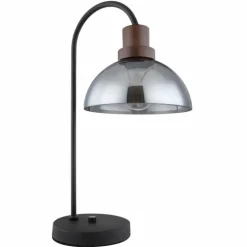 Lampe de table Globo SALSA Bois foncé, Noir, 1 lumière