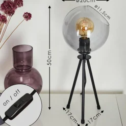 Lampe de table Gondar Noir, 1 lumière