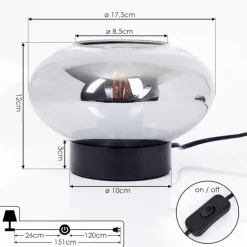 Lampe de table Haikala Noir, 1 lumière