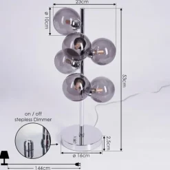 Lampe de table Hyco Chrome, 6 lumières