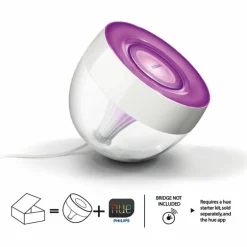 Lampe de table, kit d'extension Philips Hue Ambiance White & Color Iris LED Transparent, Blanc, 1 lumière, Changeur de couleurs