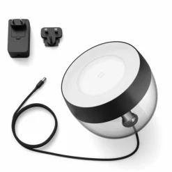 Lampe de table, kit d'extension Philips Hue Ambiance White & Color Iris LED Noir, Transparent, 1 lumière, Changeur de couleurs