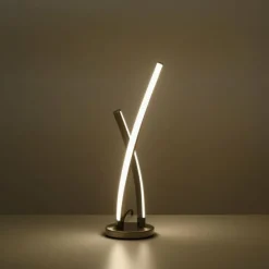 Lampe de table Leuchten-Direkt LOLAsmart-SWING LED Acier brossé, 1 lumière, Télécommandes, Changeur de couleurs