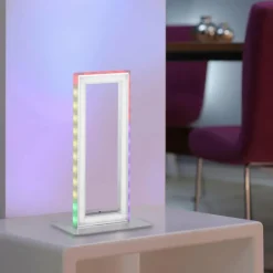 Lampe de table Leuchten-Direkt FELIX60 LED Acier brossé, 2 lumières, Télécommandes, Changeur de couleurs