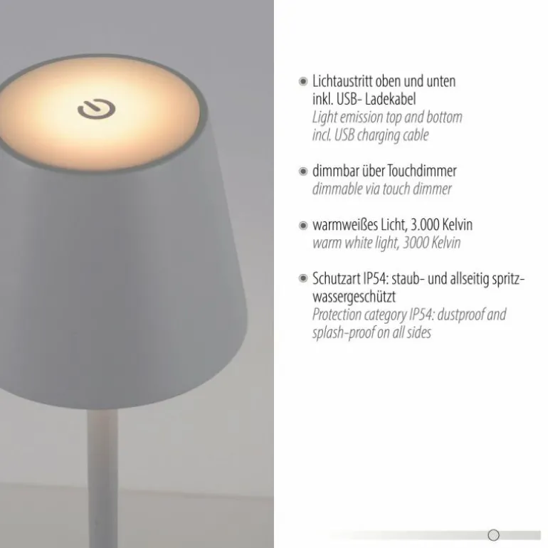 Lampe de table Leuchten-Direkt EURIA LED Blanc, 1 lumière