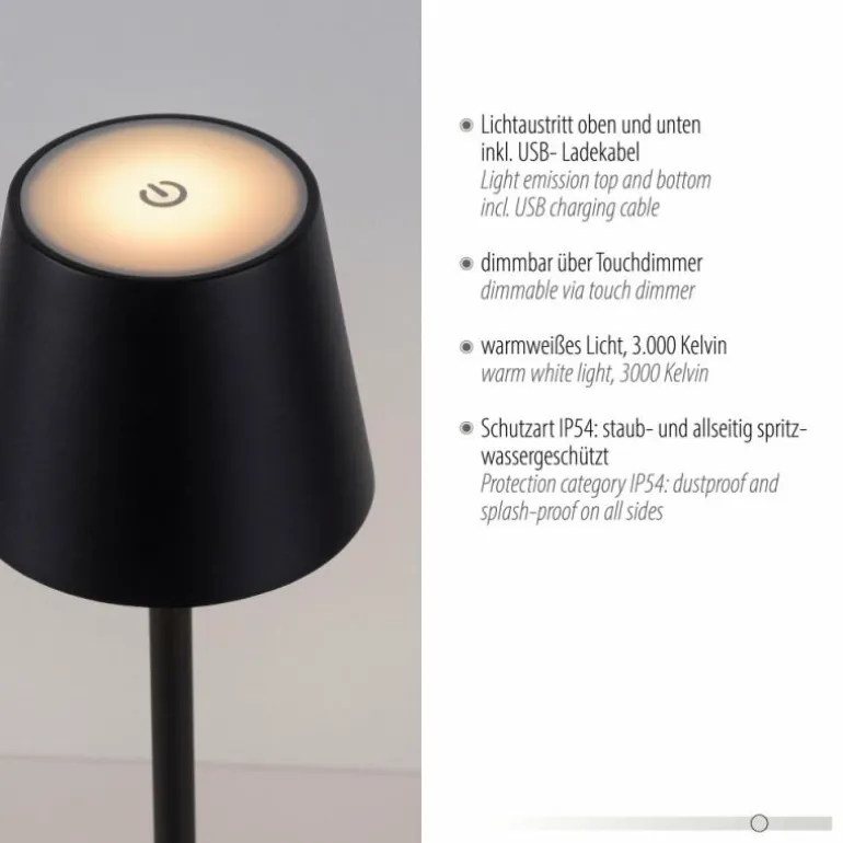 Lampe de table Leuchten-Direkt EURIA LED Noir, 1 lumière
