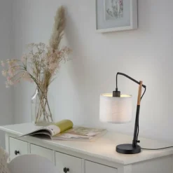 Lampe de table Leuchten-Direkt GREEN SOFIE Écru, Noir, 1 lumière