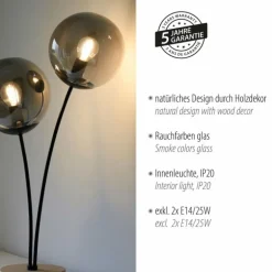 Lampe de table Leuchten-Direkt GREEN WIDOW Écru, Noir, 2 lumières