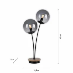 Lampe de table Leuchten-Direkt GREEN WIDOW Écru, Noir, 2 lumières