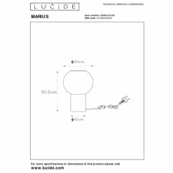Lampe de table Lucide MARIUS Noir, 1 lumière