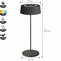 Lampe de table Lutec COCKTAIL LED Noir, 1 lumière