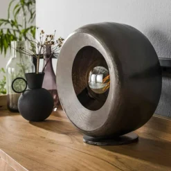 Lampe de table Magredis Nickel mat, Noir, 1 lumière