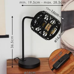 Lampe de table Mongolei Noir, 1 lumière