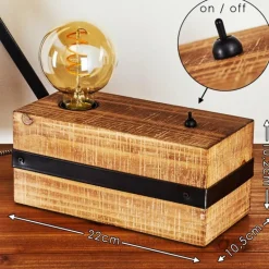 Lampe de table Montgomery Bois foncé, Noir, 1 lumière