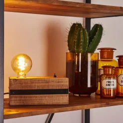 Lampe de table Montgomery Bois foncé, Noir, 1 lumière