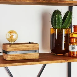 Lampe de table Montgomery Bois foncé, Noir, 1 lumière