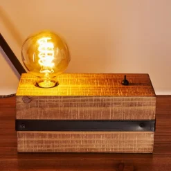 Lampe de table Montgomery Bois foncé, Noir, 1 lumière