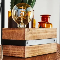 Lampe de table Montgomery Bois foncé, Noir, 1 lumière