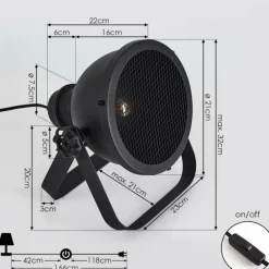 Lampe de table Oghu Noir, 1 lumière