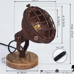 Lampe de table Onsala Bois foncé, Rouille, 1 lumière