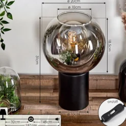 Lampe de table Pascal Noir, 1 lumière