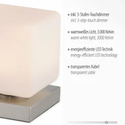 Lampe de table Paul Neuhaus DADOA LED Acier brossé, 1 lumière