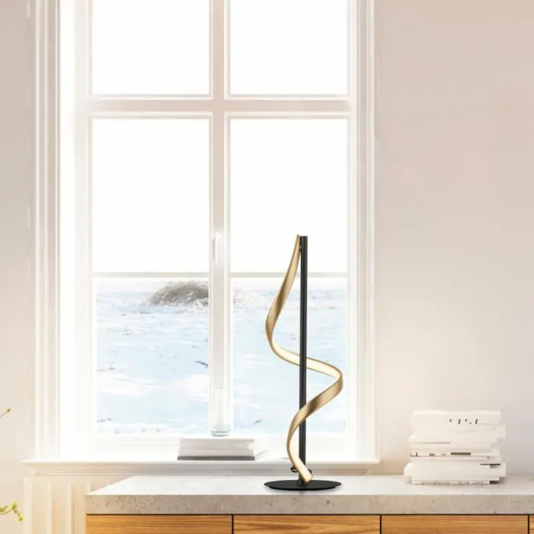 Lampe de table Paul Neuhaus QSWING LED Anthracite, Or, 1 lumière, Télécommandes