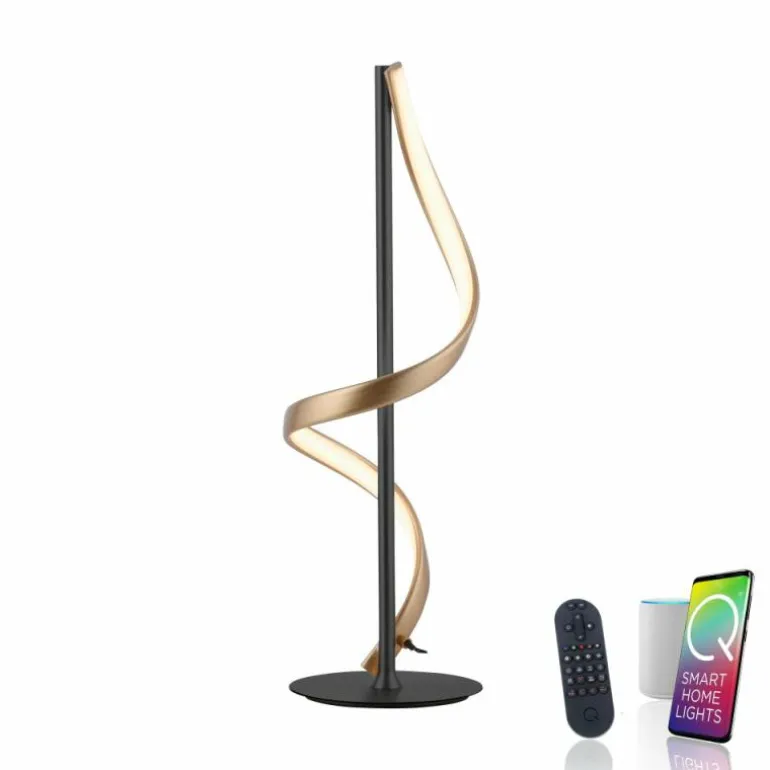 Lampe de table Paul Neuhaus QSWING LED Anthracite, Or, 1 lumière, Télécommandes