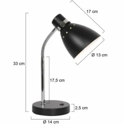 Lampe de table Steinhauer Spring Noir, 1 lumière