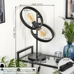 Lampe de table Theareabarivat Anthracite, 2 lumières