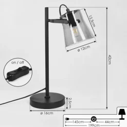 Lampe de table Trajouca Noir, 1 lumière