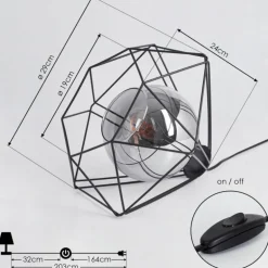 Lampe de table Uarau Noir, 1 lumière