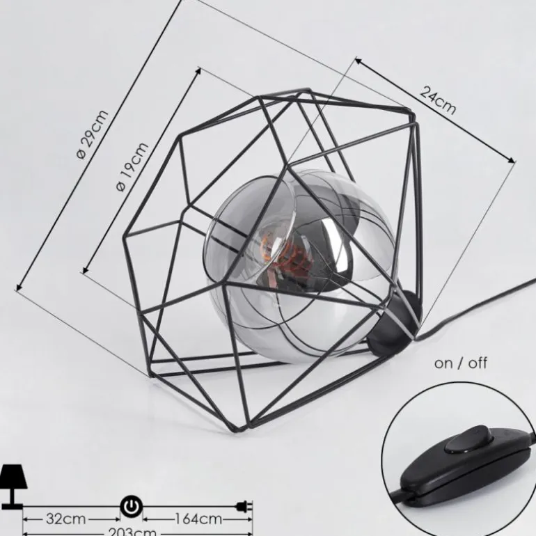 Lampe de table Uarau Noir, 1 lumière