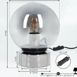 Lampe de table Vilmar Chrome, 1 lumière